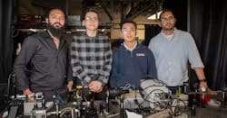 Ndao’s team in the lab (left to right): Asad Nauman, Tristen Moncada, Tristan Tjussardi, and Muhammad Waleed Khalid.
